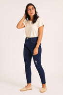 Calça Feminina Skinny Destroyed Escura