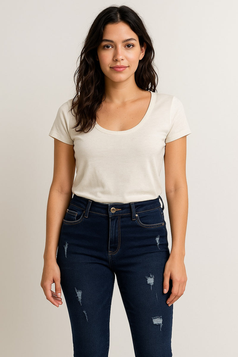 Calça Feminina Skinny Destroyed Escura